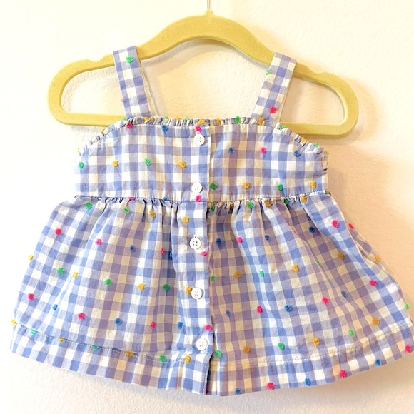 Gap , gingham plaid lavender top bloomer headband set, 12-18 months - Picture 2 of 8
